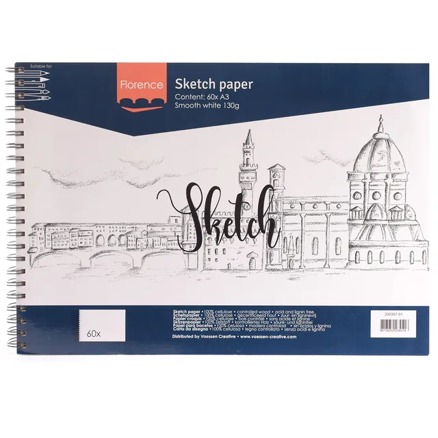 vaessen-florence-skizzenpapier-a3-wei-60-blatt-130-g-m image 1