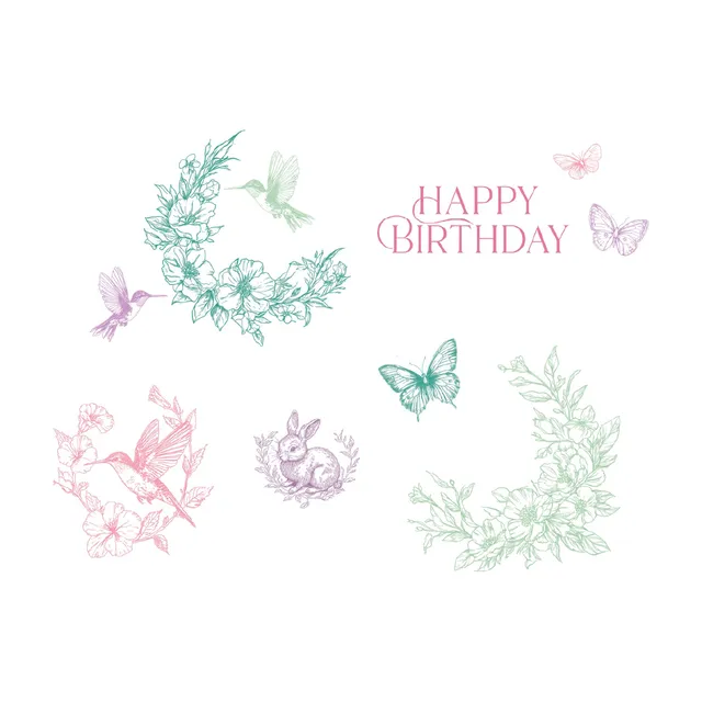 sizzix-birthday-blooms-clear-stamps-willow-wolfe-10tlg-geburtstag image 1