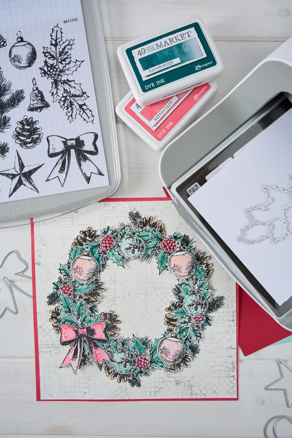 sizzix-build-a-wreath-stanzschablonen-stempelset-49-and-market image 2