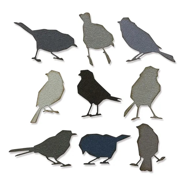 sizzix-thinlits-silhouette-birds-stanzschablonen-9er-tim-holtz-v-gel image 1
