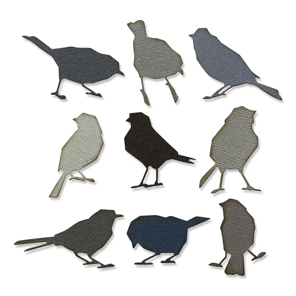 sizzix-thinlits-silhouette-birds-stanzschablonen-9er-tim-holtz-v-gel image 1