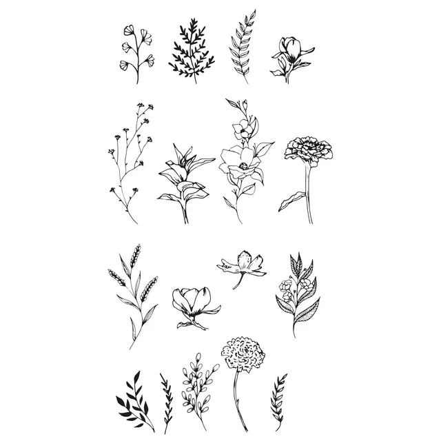 sizzix-clear-stamps-garden-botanicals-stempelset-17-teilig image 1