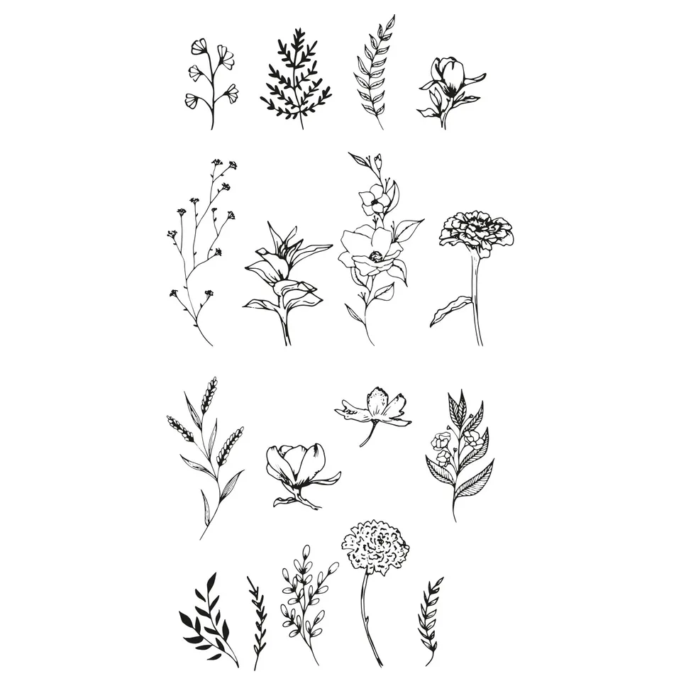 sizzix-clear-stamps-garden-botanicals-stempelset-17-teilig image 1