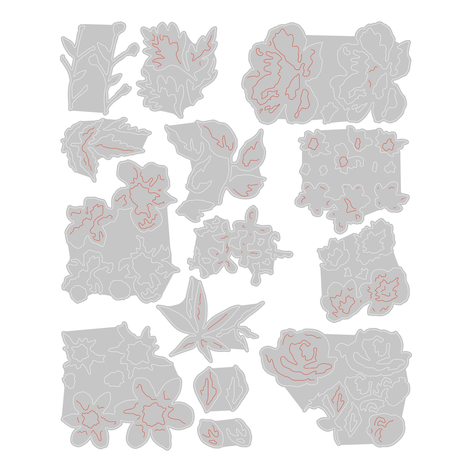 sizzix-thinlits-brushstroke-flowers-mini-stanzschablonen-14tlg-blumen image 2