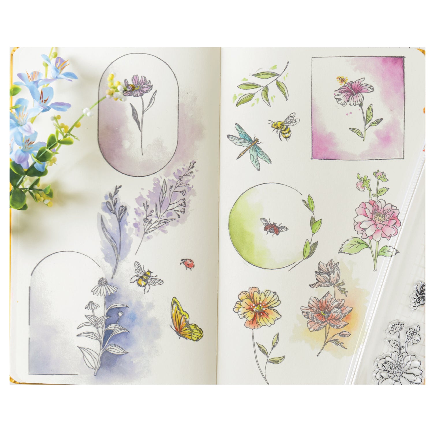 sizzix-studio-floral-frames-mini-flowers-stempel-18tlg-rahmen image 1