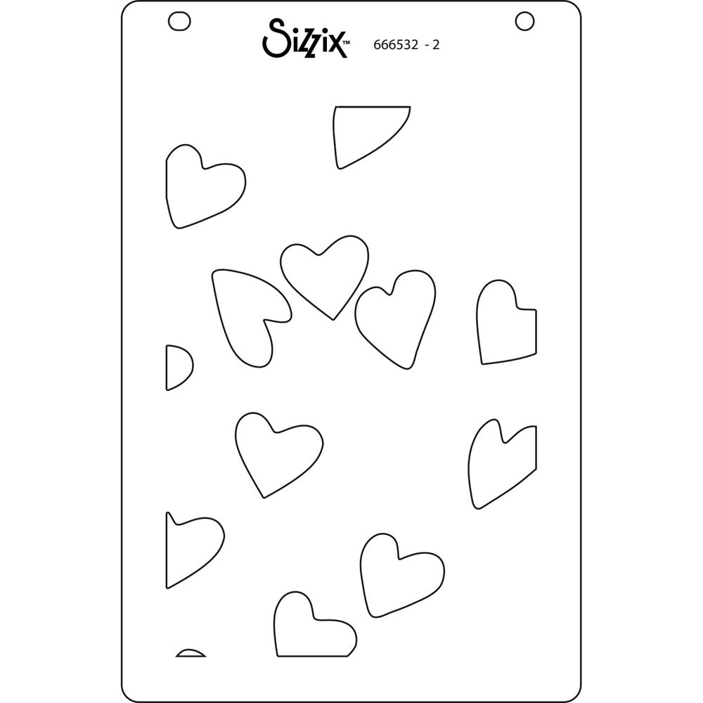 sizzix-layered-stencils-mark-making-hearts-schablone-a6-4er-herz image 3