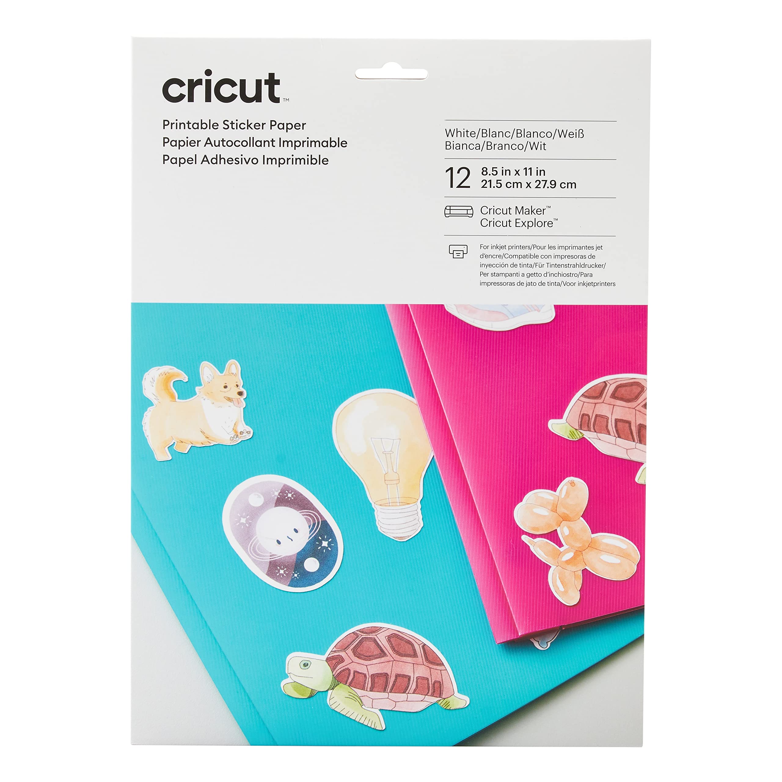 cricut-maker-aufkleberpapier-wei-bedruckbar-12-blatt-tinte image 1