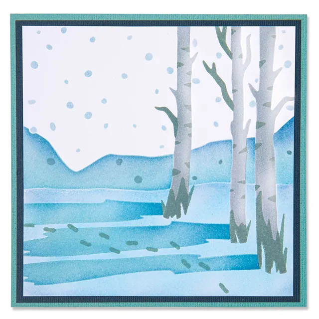 sizzix-layered-stencils-winter-scene-schablone-4er-wintermotiv image 1