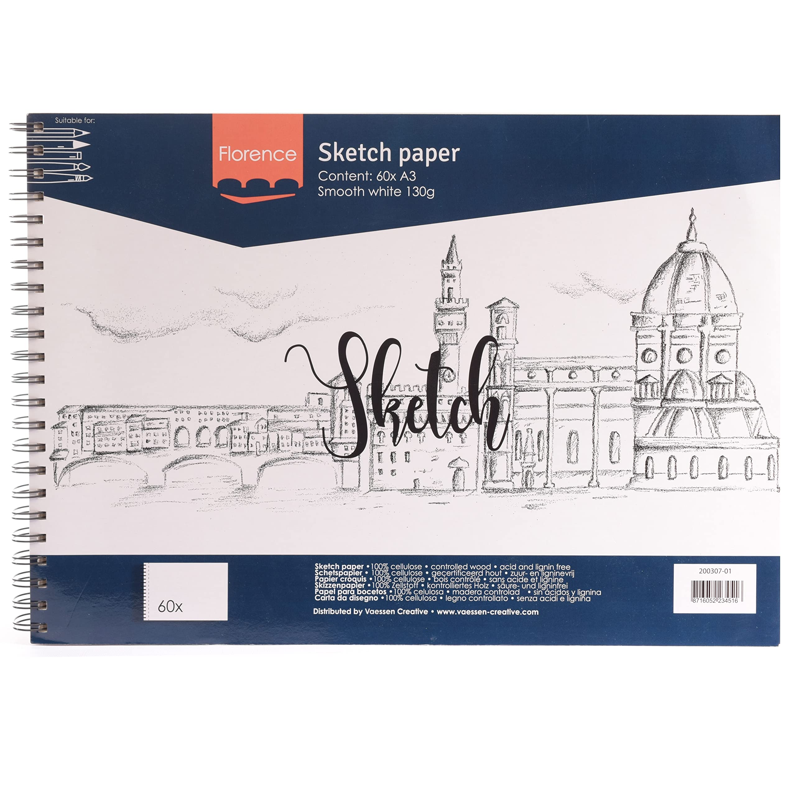 vaessen-florence-skizzenpapier-a3-wei-60-blatt-130-g-m image 1