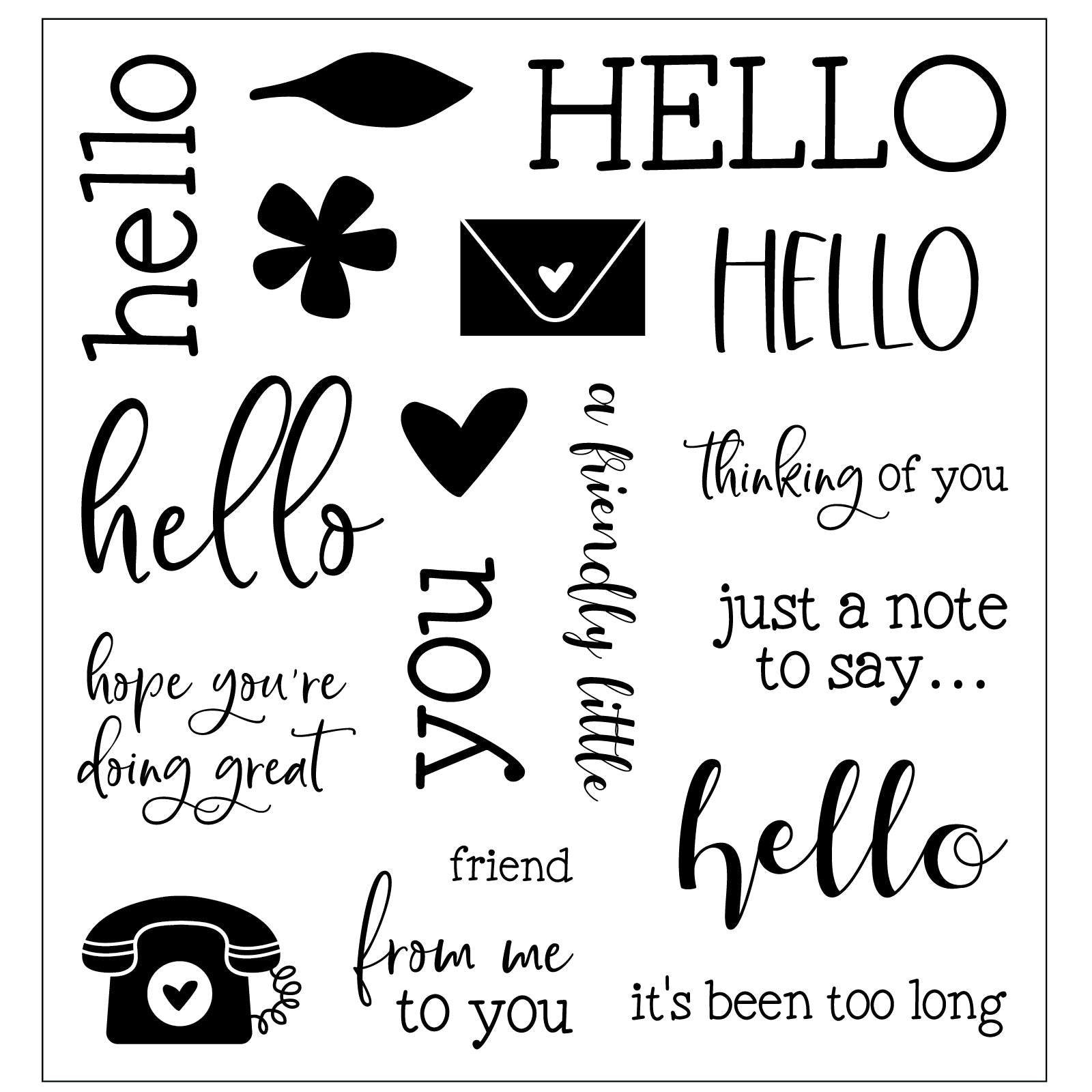 sizzix-clear-stamps-hello-sentiments-stempelset-18tlg image 5