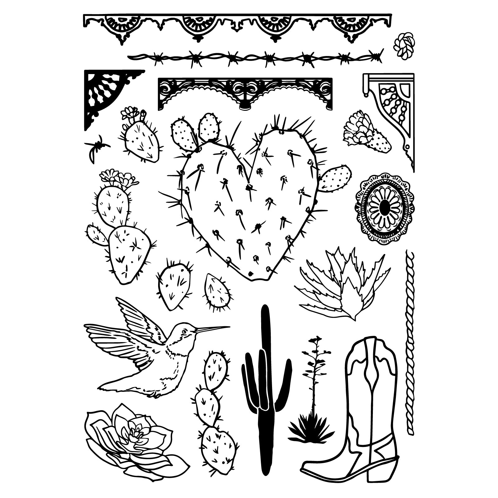 sizzix-studio-western-clear-stamps-22-tlg-stencils-vic-hollins image 5