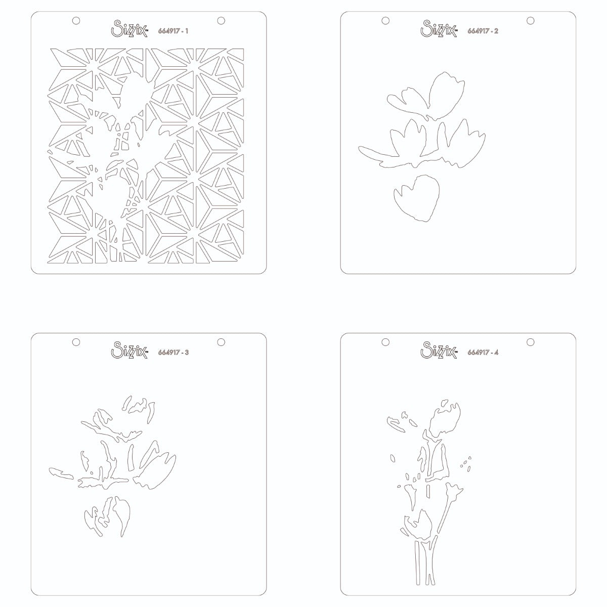 sizzix-layered-stencils-geo-flowers-schablonen-4tlg-blumen image 2