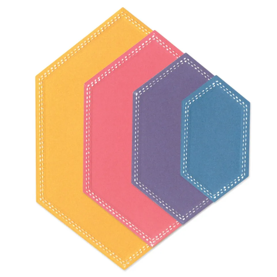 sizzix-framelits-stanzschablonen-belinda-stitched-hexagons-10tlg image 1