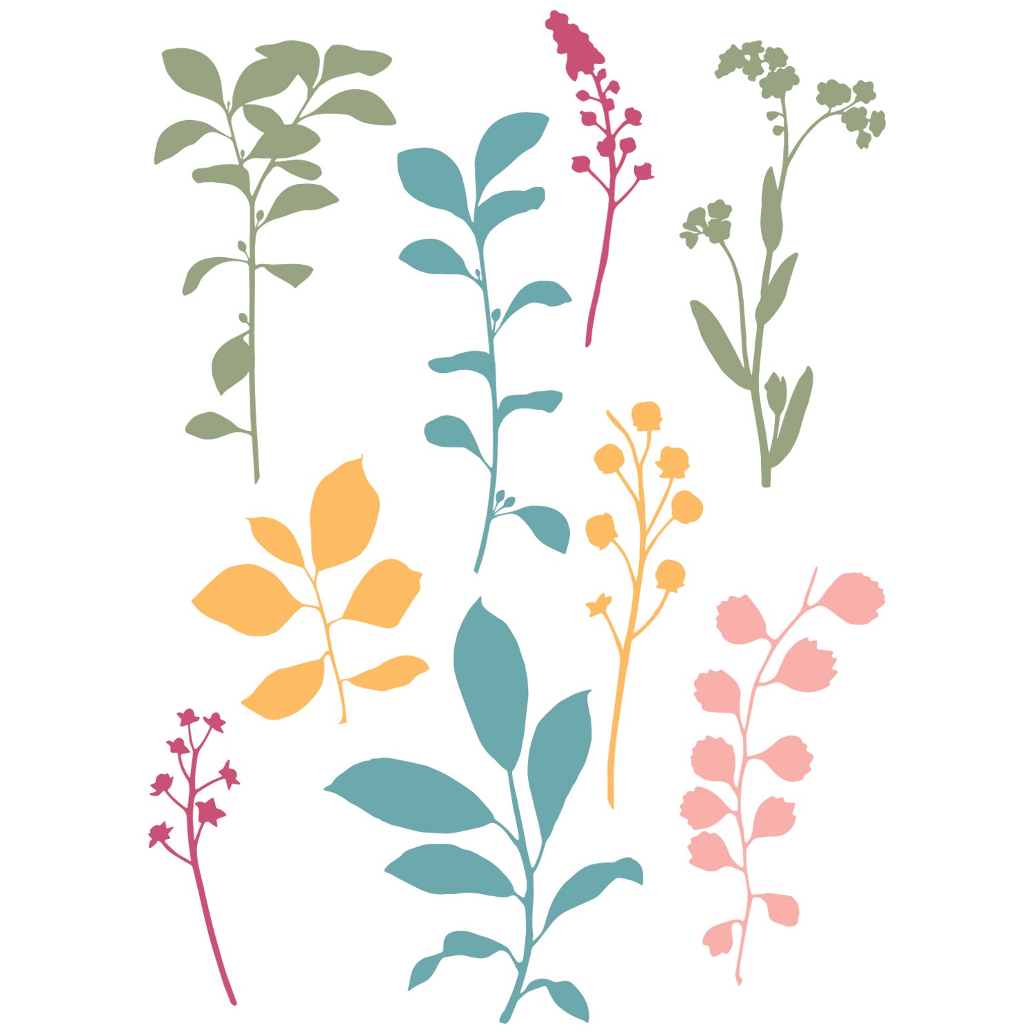 sizzix-clear-stamps-fine-stems-01-stempel-a5-9er-set image 1