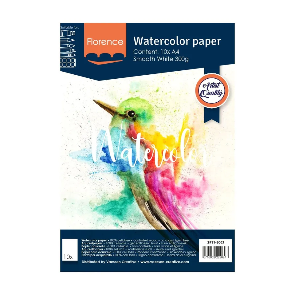 florence-aquarellpapier-glatt-wei-a4-300-g-10-blatt image 1