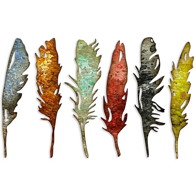 sizzix-thinlits-feathery-stanzset-federn-6tlg-tim-holtz image 1