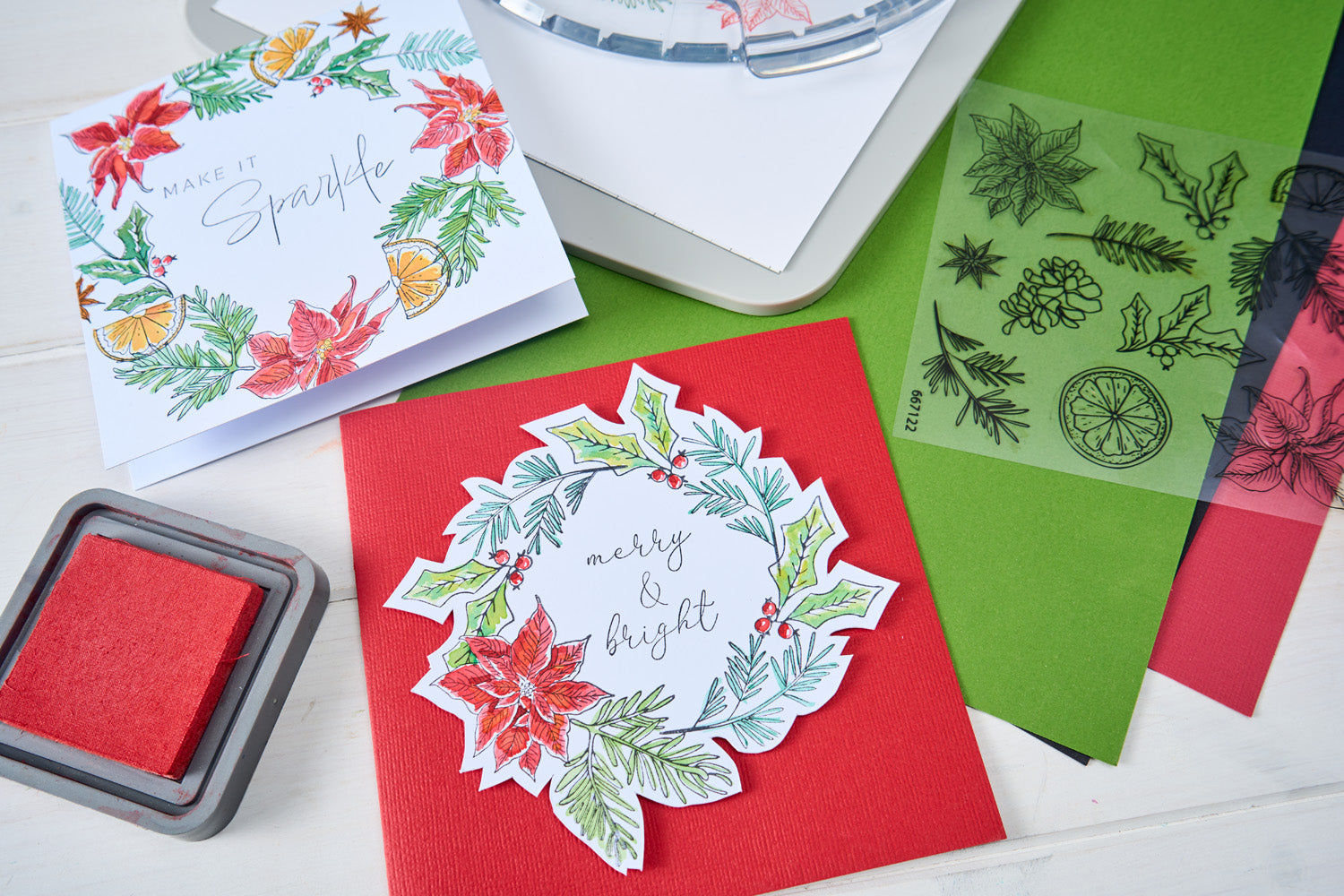 sizzix-clear-stamps-poinsettia-and-pine-stempel-11-tlg-weihnachten image 3