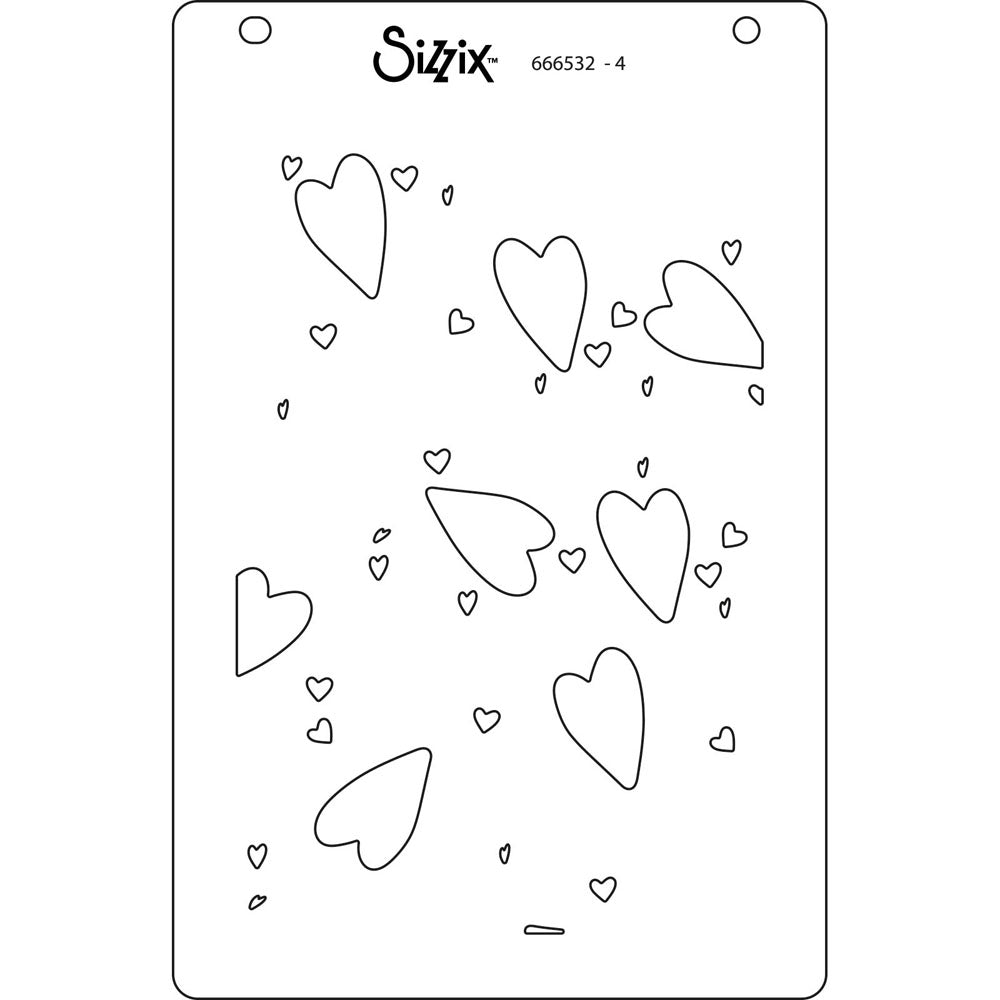 sizzix-layered-stencils-mark-making-hearts-schablone-a6-4er-herz image 5