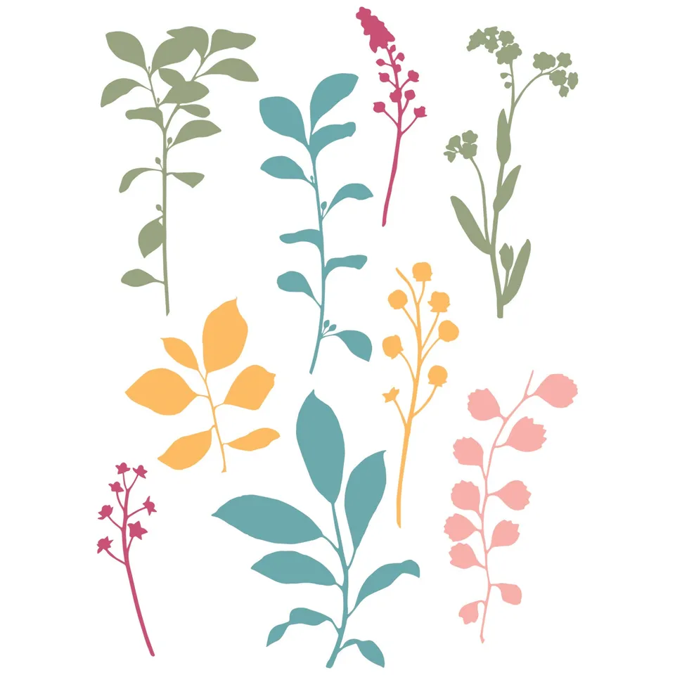 sizzix-clear-stamps-fine-stems-01-stempel-a5-9er-set image 1