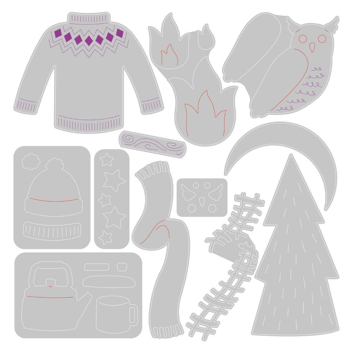 sizzix-thinlits-cozy-woodland-stanzschablonen-12tlg-herbst-winter image 2