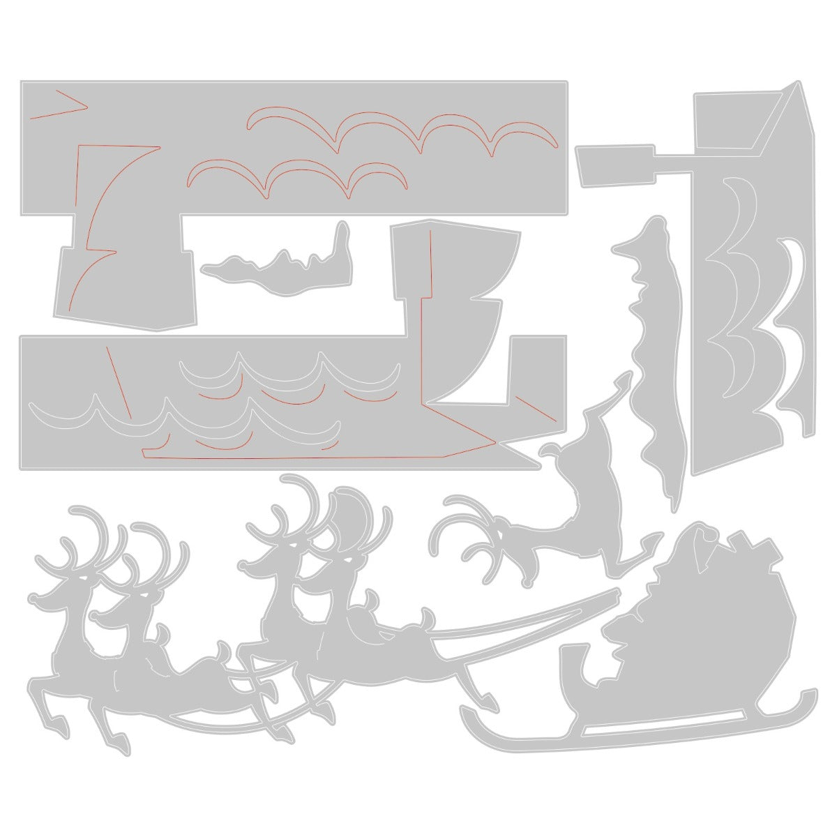 sizzix-thinlits-reindeer-sleigh-stanzschablonen-8-tlg-tim-holtz image 2