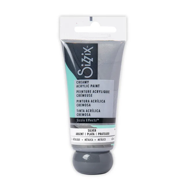 sizzix-effectz-acrylfarbe-60ml-silber-cremig-matt image 1