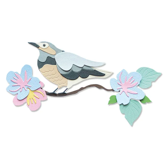 sizzix-thinlits-spring-bird-stanzschablonen-14er-vogel-blumen image 1