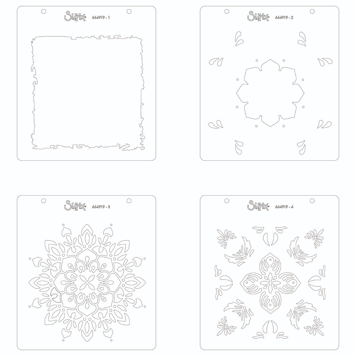 sizzix-layered-stencils-mosaic-flowers-schablonen-4-tlg-blume image 2
