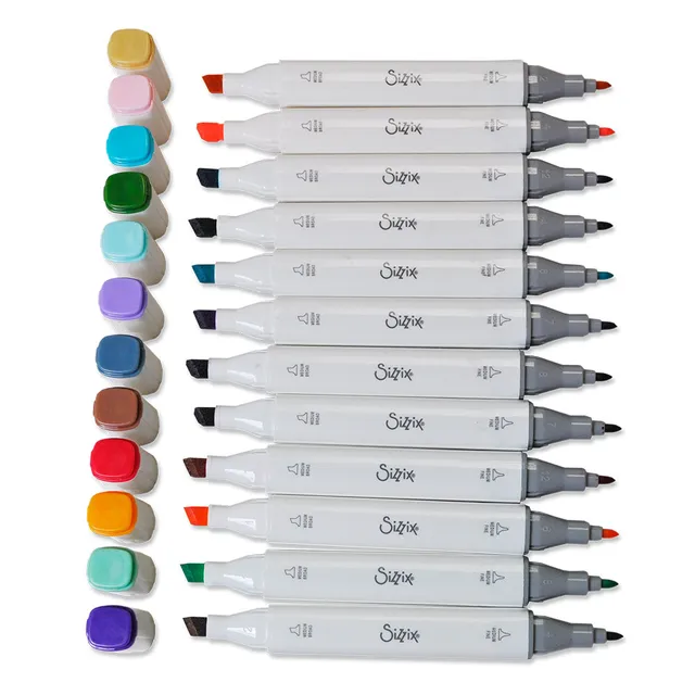 sizzix-permanent-pens-stifte-12er-set-bunt-dual-tip-marker image 1