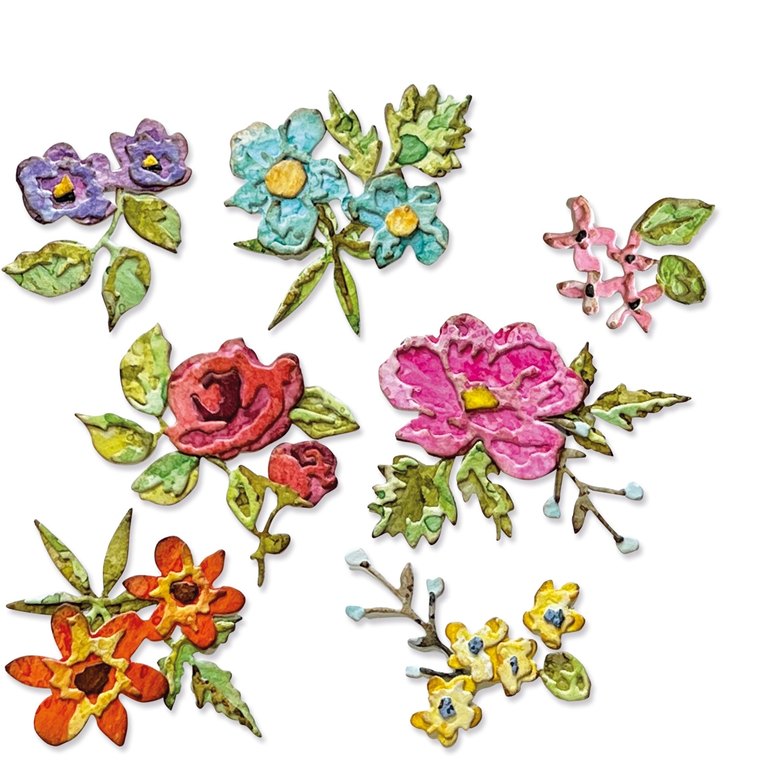 sizzix-thinlits-brushstroke-flowers-mini-stanzschablonen-14tlg-blumen image 1