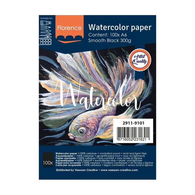 vaessen-creative-florence-aquarellpapier-schwarz-a6-300-g-m image 1