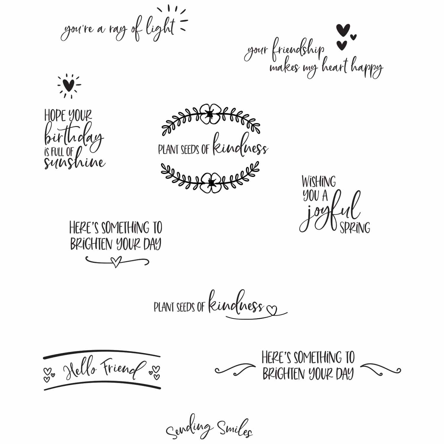 sizzix-clear-stamps-sending-sunshine-sentiments-stempelset-16-teilig image 1