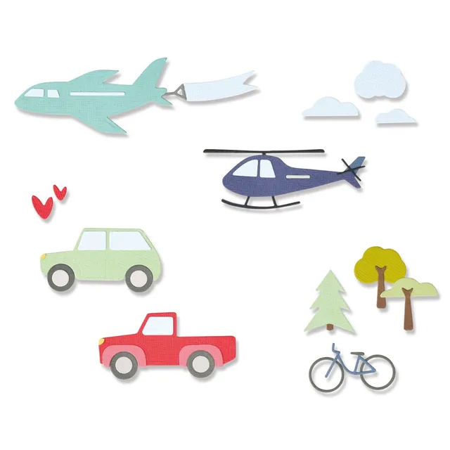 sizzix-thinlits-transport-collection-stanzschablonen-13-tlg-fahrzeuge image 1