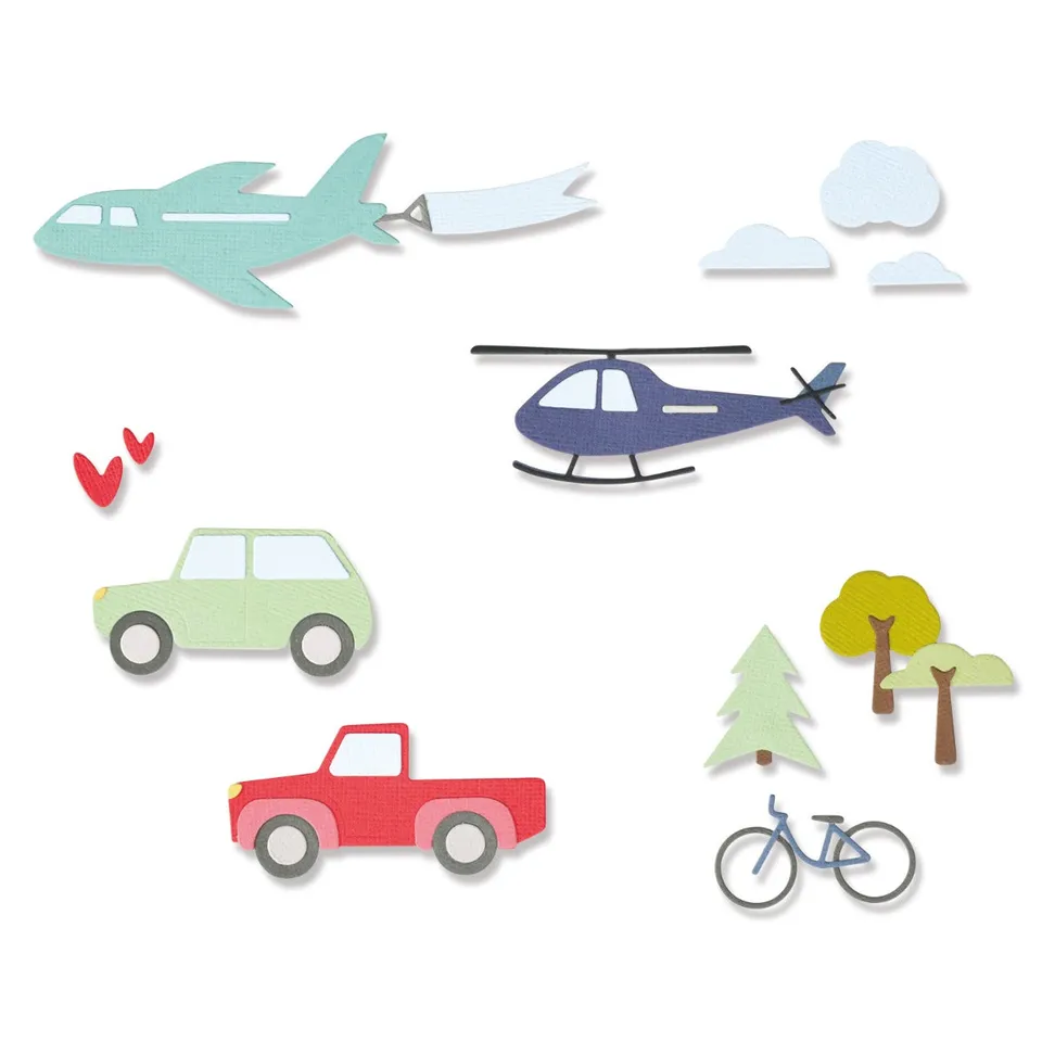 sizzix-thinlits-transport-collection-stanzschablonen-13-tlg-fahrzeuge image 1