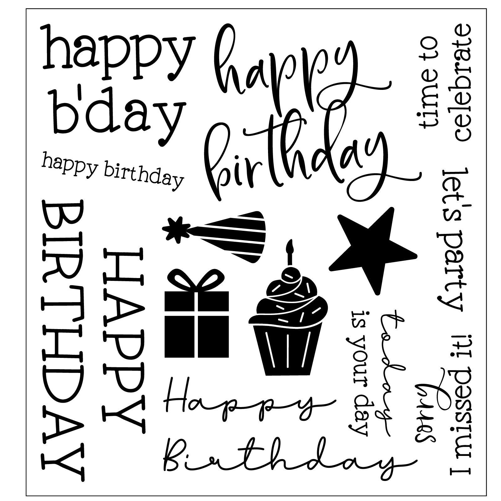 sizzix-clear-stamps-birthday-sentiments-stempel-13tlg-geburstag image 5