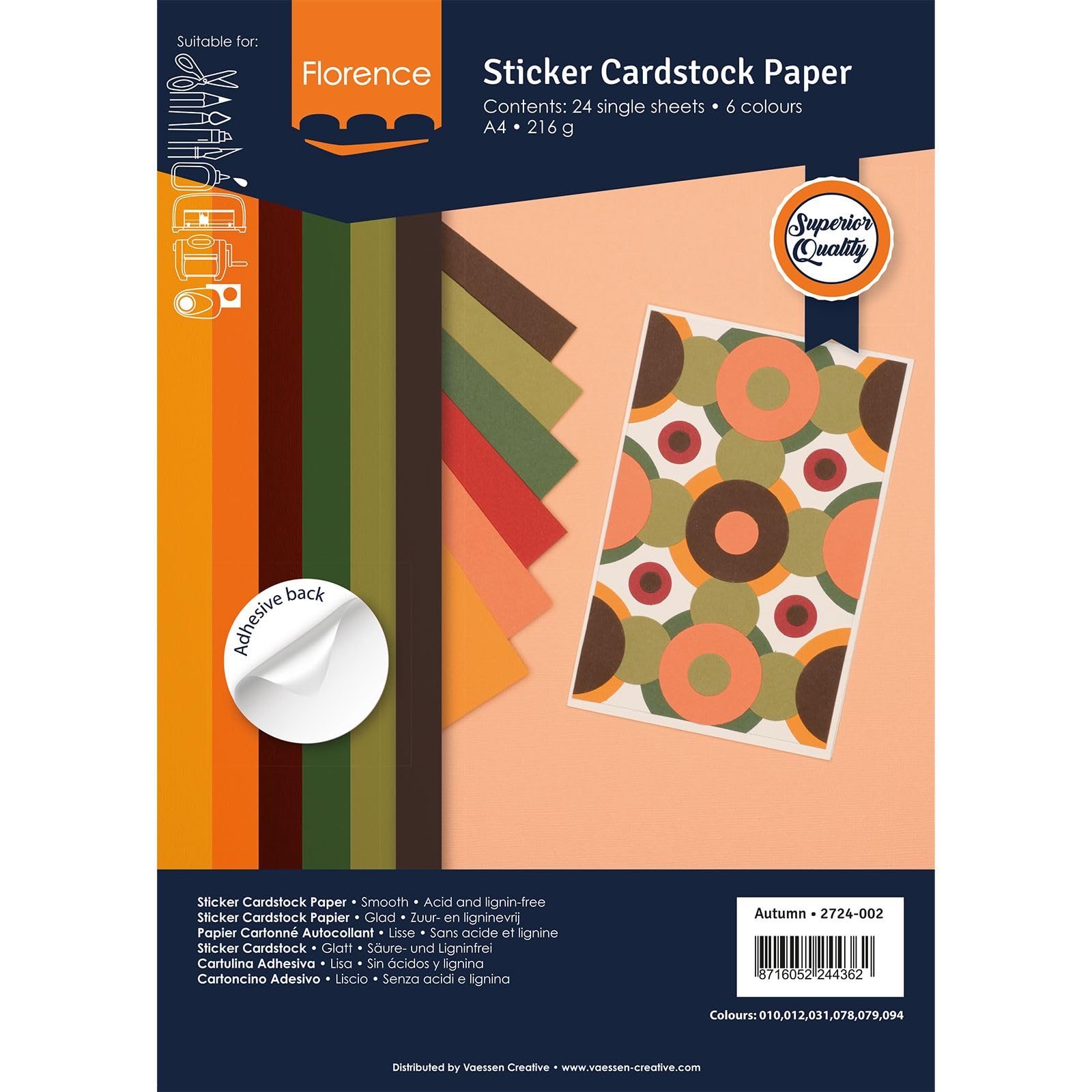 vaessen-creative-florence-cardstock-bastelpapier-a4-selbstklebend-24-blatt image 5