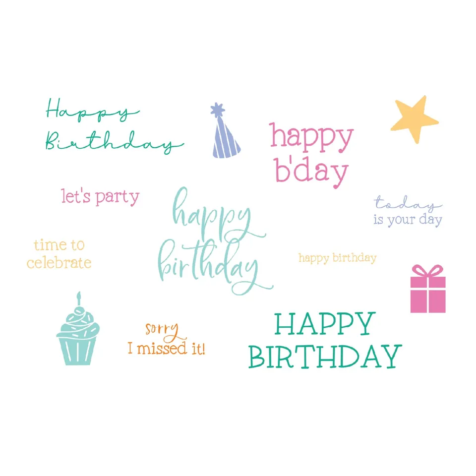 sizzix-clear-stamps-birthday-sentiments-stempel-13tlg-geburstag image 1