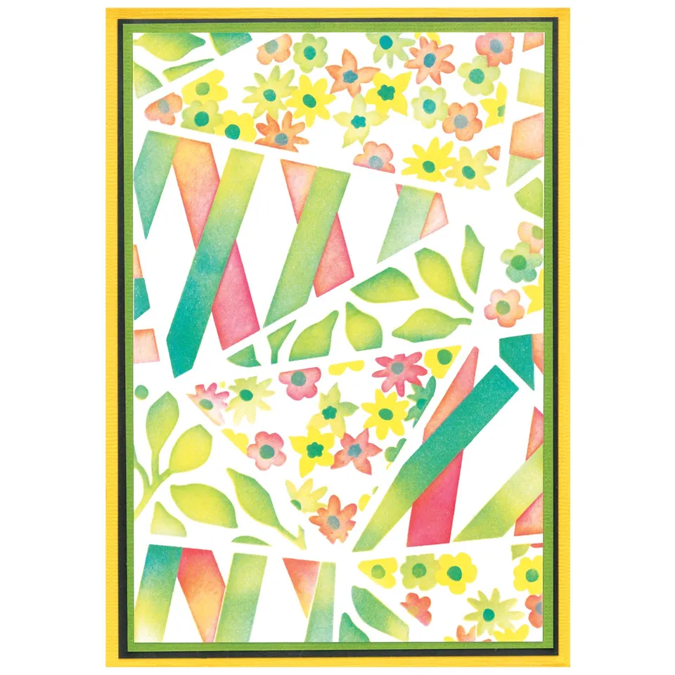 sizzix-a6-stencil-fragmented-floral-2-schablone-4tlg image 1