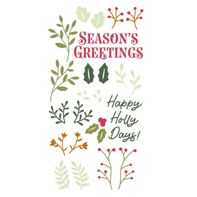 sizzix-clear-stamps-happy-holly-days-stempel-29tlg-weihnachten image 1