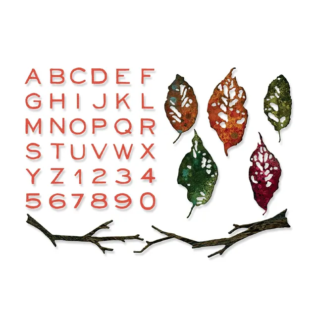 sizzix-thinlits-vault-leaves-sticks-stanzschablonen-43tlg image 1