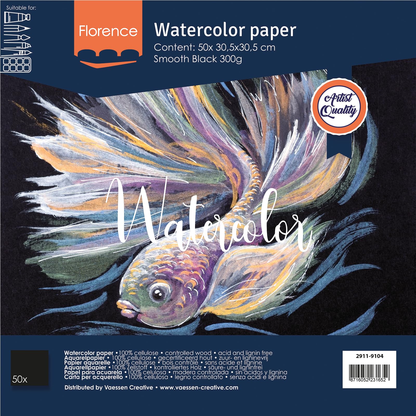 florence-aquarellpapier-glatt-schwarz-30-5x30-5cm-20-blatt-300g image 1
