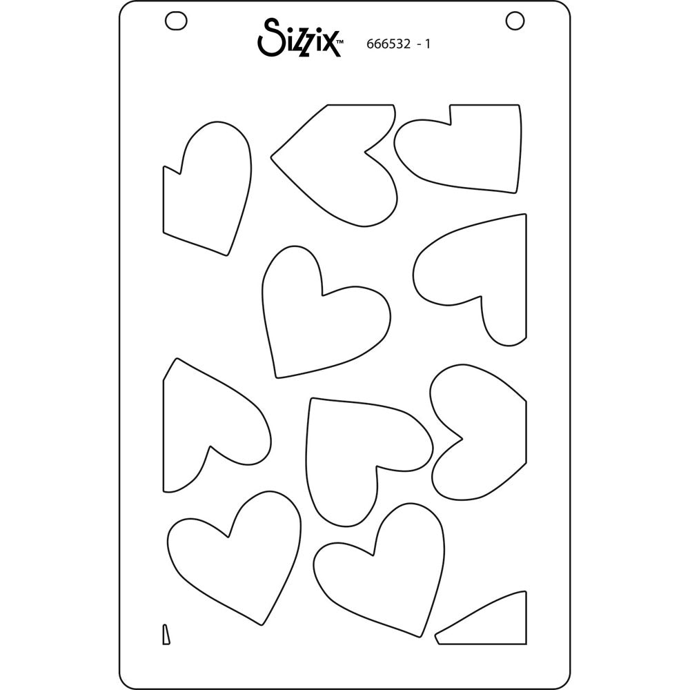sizzix-layered-stencils-mark-making-hearts-schablone-a6-4er-herz image 2