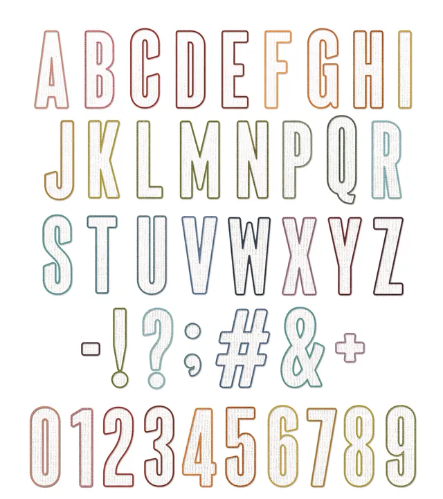 sizzix-thinlits-alphanumeric-bulletin-stanzset-alphabet-43tlg image 1