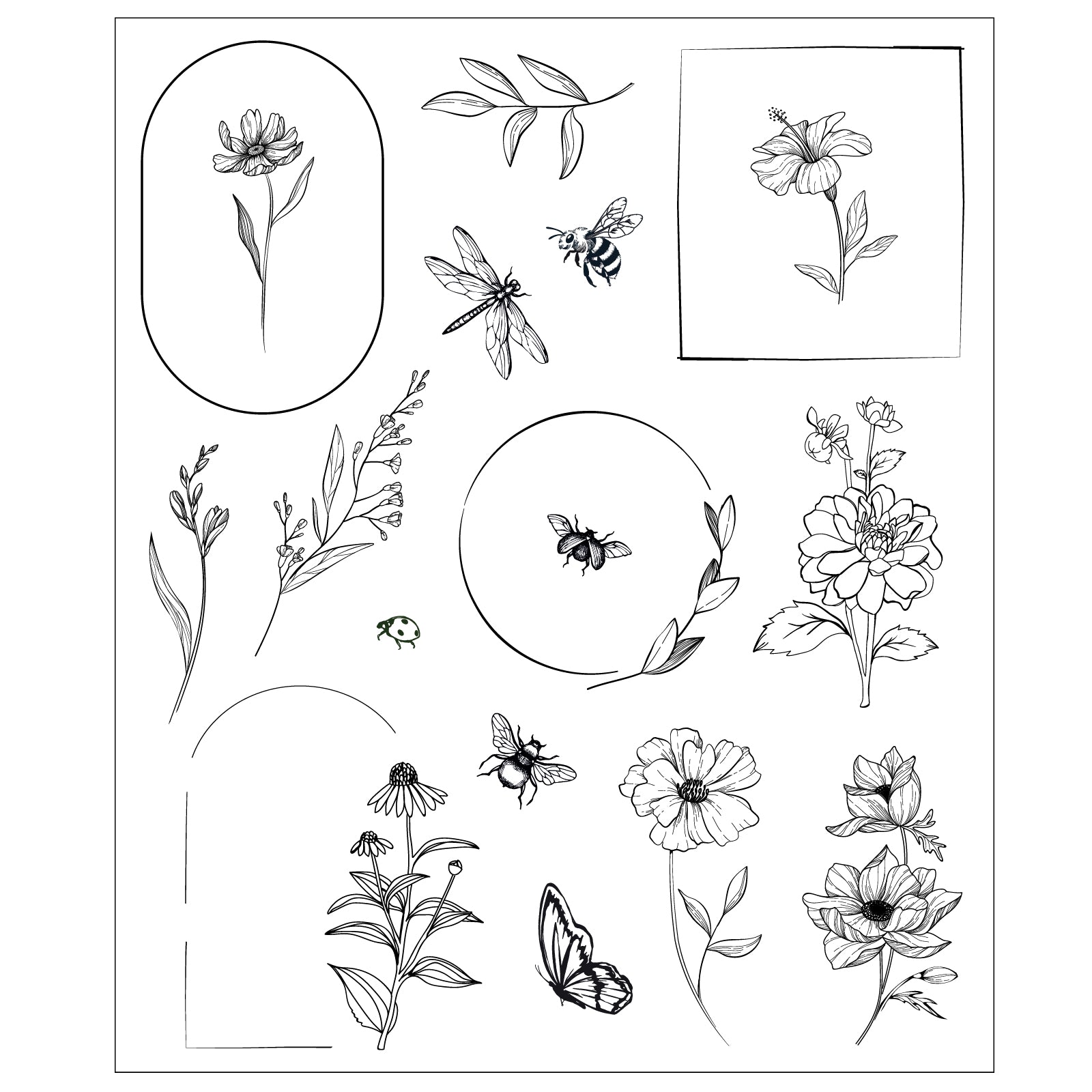 sizzix-studio-floral-frames-mini-flowers-stempel-18tlg-rahmen image 5