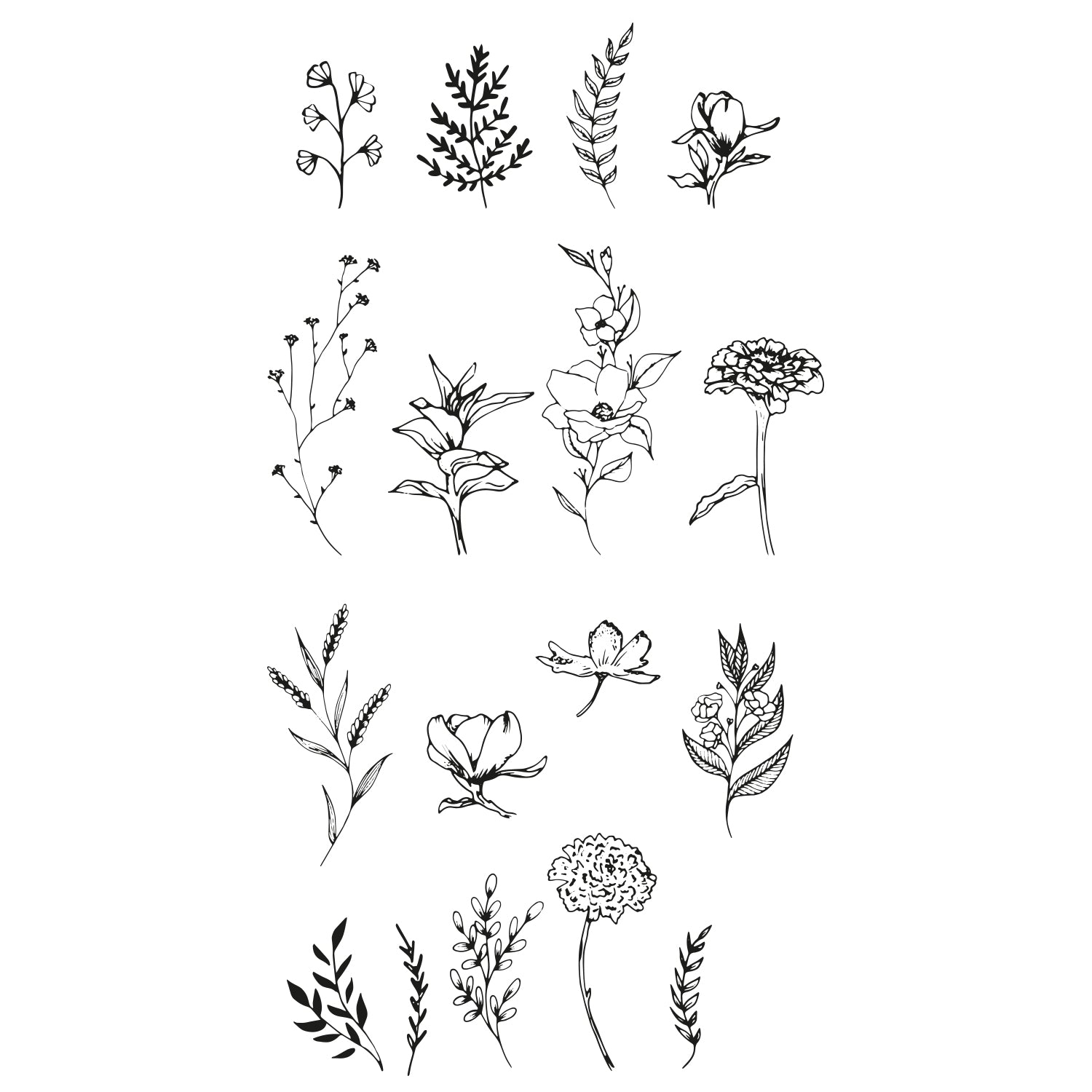 sizzix-clear-stamps-garden-botanicals-stempelset-17-teilig image 1