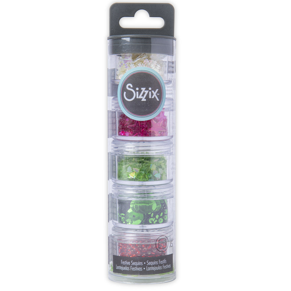 sizzix-effectz-pailletten-perlen-festive-5-dosen-weihnachten image 1