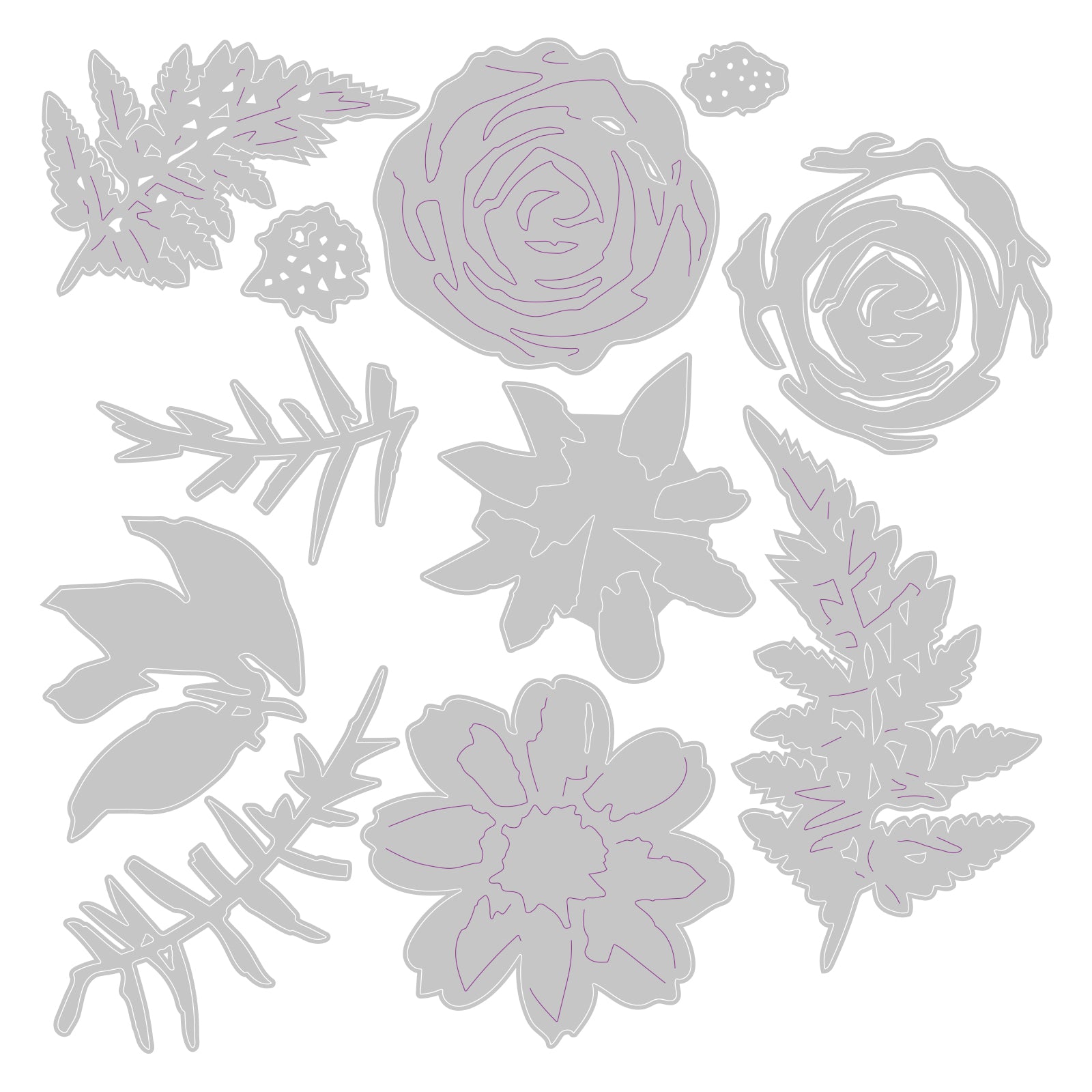 sizzix-thinlits-flowers-fern-stanzschablonen-11tlg-blumen-farn image 2