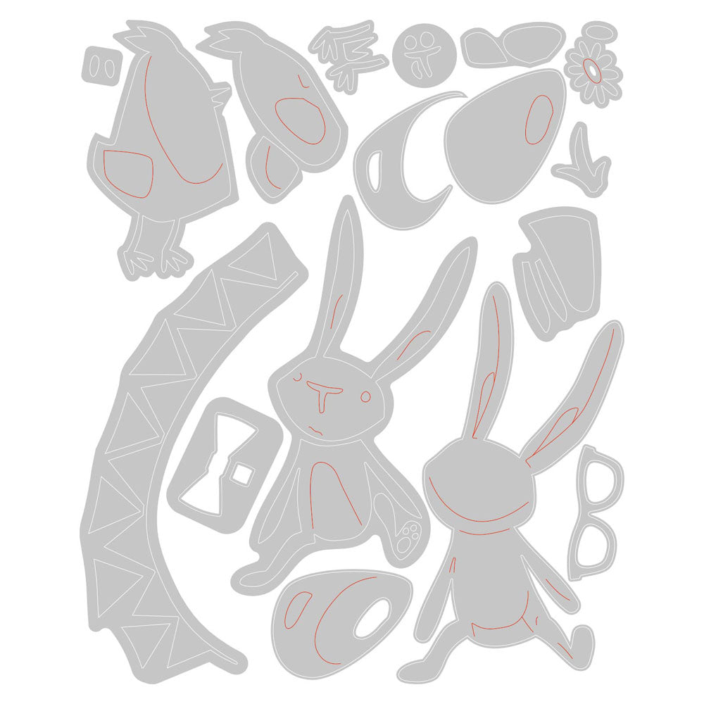 sizzix-thinlits-vault-bunny-chick-stanzformen-17tlg-ostern image 2
