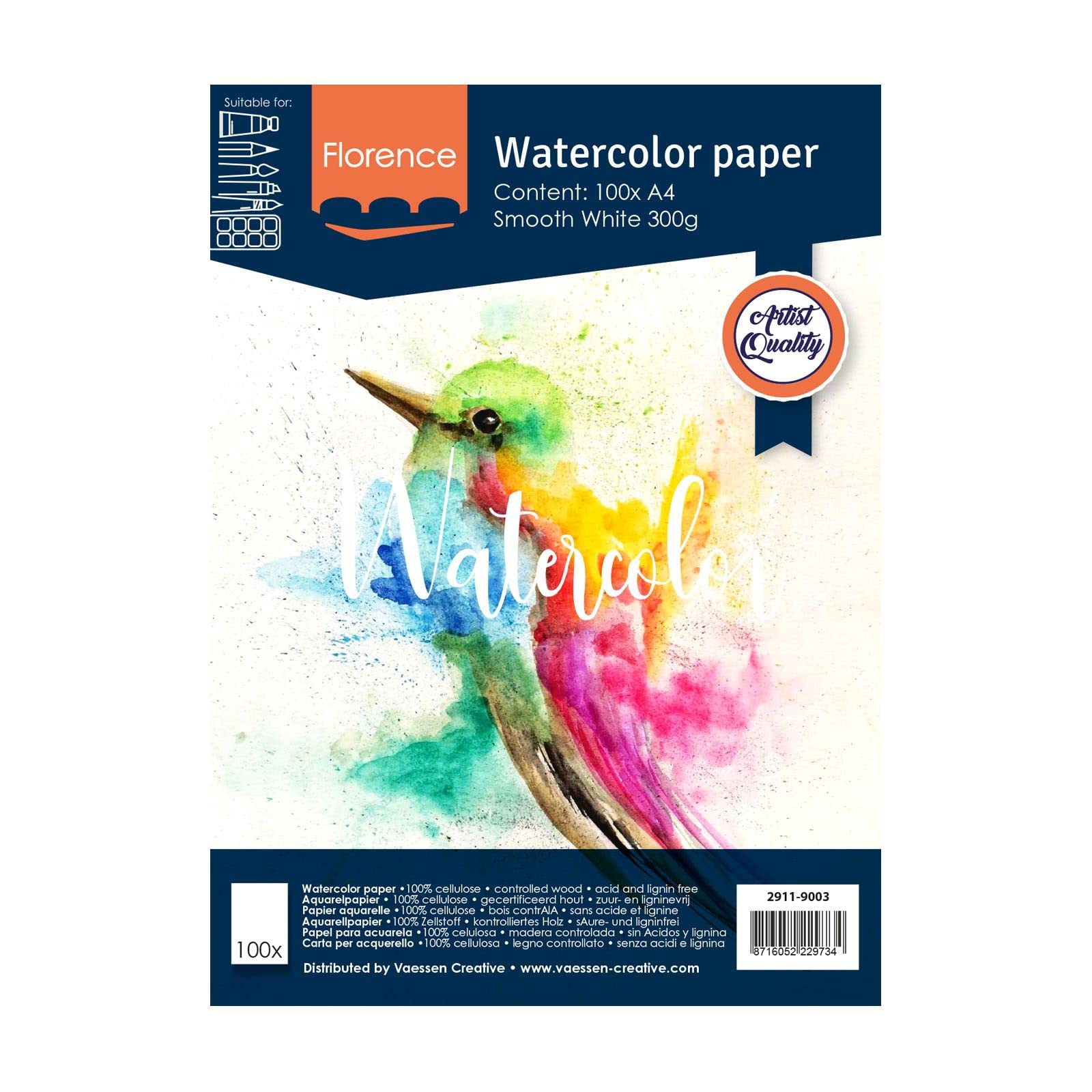 vaessen-florence-aquarellpapier-a4-wei-glatt-300g-20-blatt image 1
