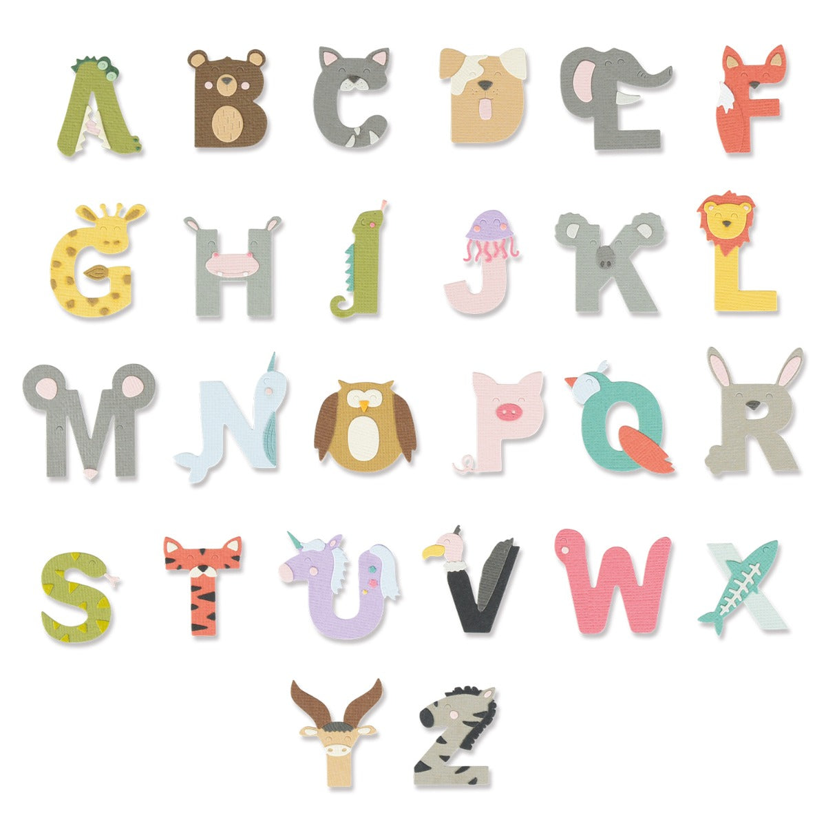 sizzix-thinlits-animal-alphabet-stanzschablonen-26tlg-tiere image 1